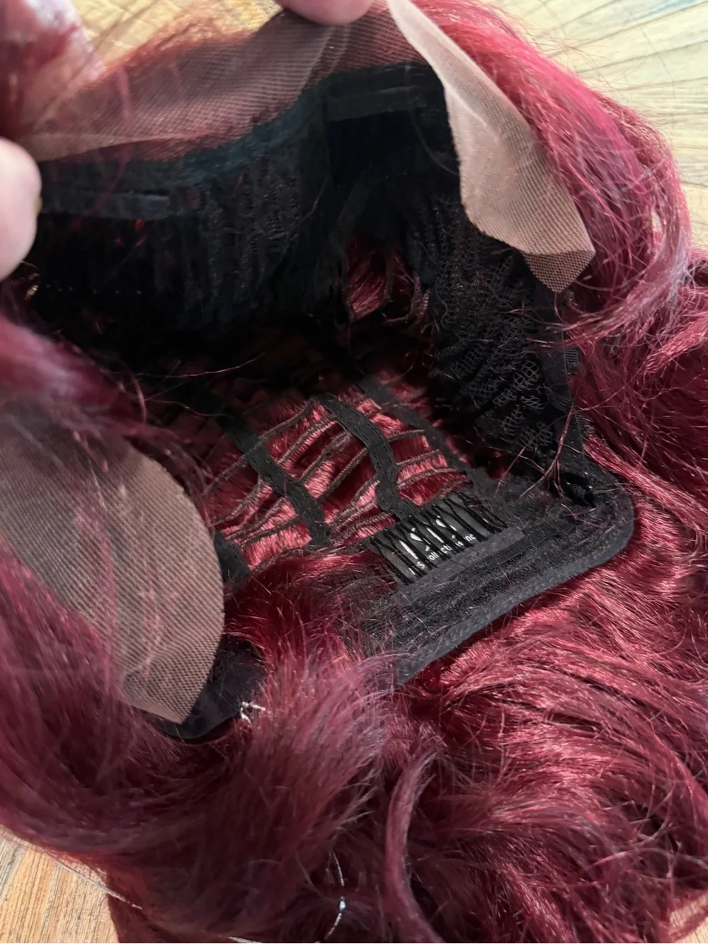 NWT Mane Concept Red Carpet Cotton Lace Front Wig Red Burgundy Curly Futura
